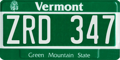 VT license plate ZRD347