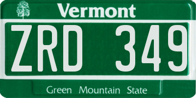 VT license plate ZRD349
