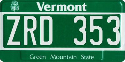 VT license plate ZRD353