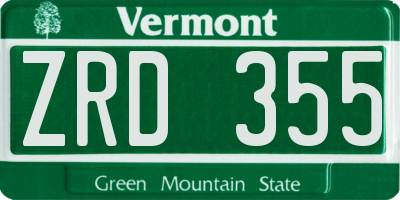 VT license plate ZRD355