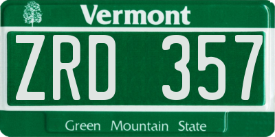 VT license plate ZRD357