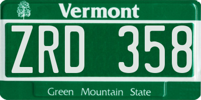 VT license plate ZRD358