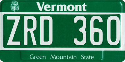 VT license plate ZRD360