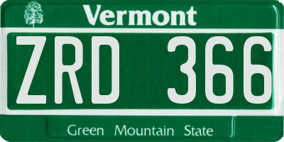 VT license plate ZRD366