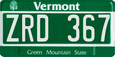 VT license plate ZRD367