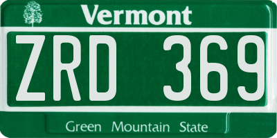 VT license plate ZRD369
