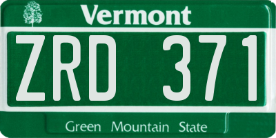 VT license plate ZRD371