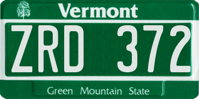 VT license plate ZRD372