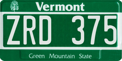 VT license plate ZRD375