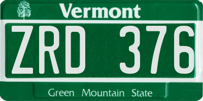 VT license plate ZRD376