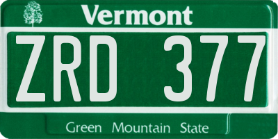 VT license plate ZRD377