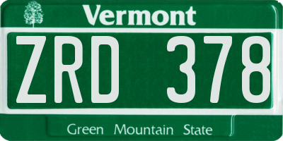 VT license plate ZRD378