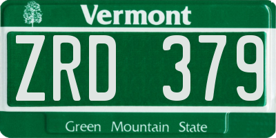 VT license plate ZRD379