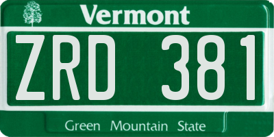 VT license plate ZRD381