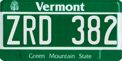 VT license plate ZRD382