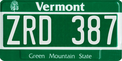 VT license plate ZRD387