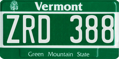 VT license plate ZRD388