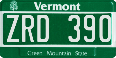 VT license plate ZRD390