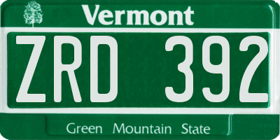 VT license plate ZRD392