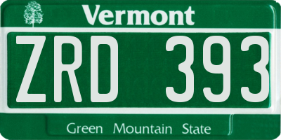 VT license plate ZRD393