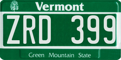 VT license plate ZRD399