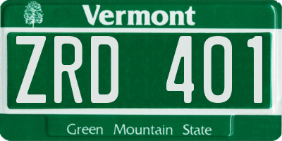 VT license plate ZRD401