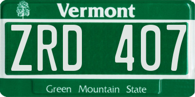 VT license plate ZRD407