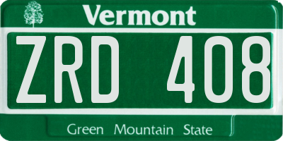 VT license plate ZRD408
