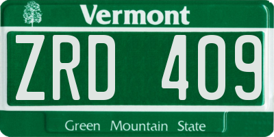 VT license plate ZRD409
