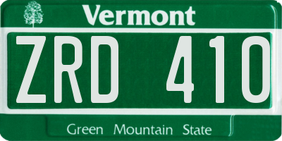VT license plate ZRD410