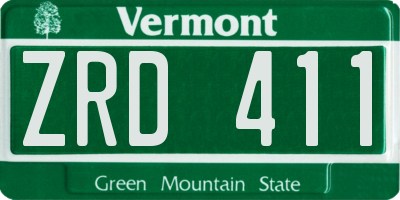 VT license plate ZRD411