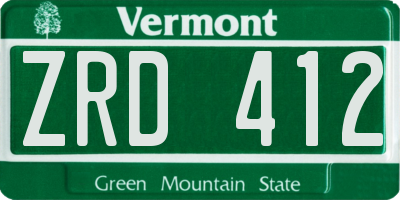VT license plate ZRD412
