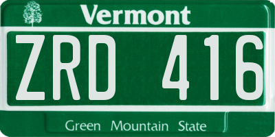 VT license plate ZRD416