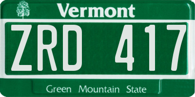 VT license plate ZRD417