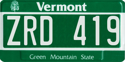 VT license plate ZRD419