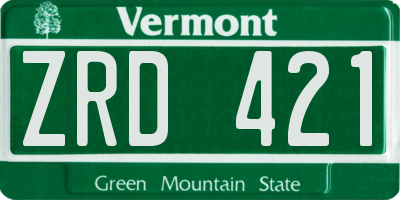 VT license plate ZRD421