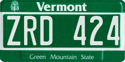 VT license plate ZRD424