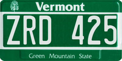 VT license plate ZRD425