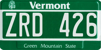 VT license plate ZRD426