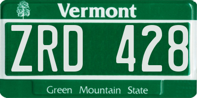 VT license plate ZRD428