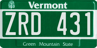 VT license plate ZRD431