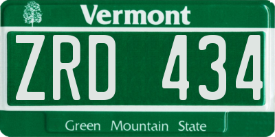 VT license plate ZRD434