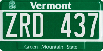 VT license plate ZRD437
