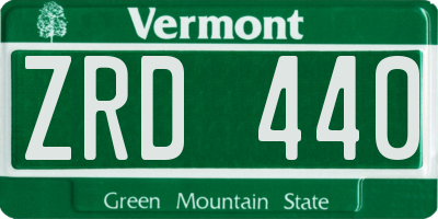 VT license plate ZRD440