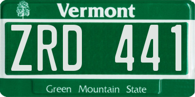 VT license plate ZRD441