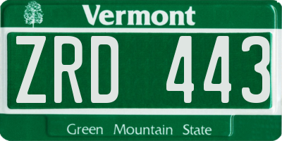 VT license plate ZRD443