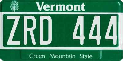 VT license plate ZRD444