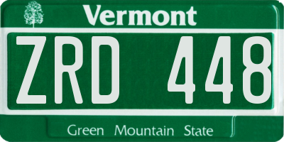 VT license plate ZRD448