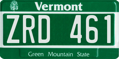 VT license plate ZRD461