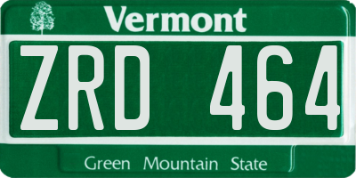 VT license plate ZRD464